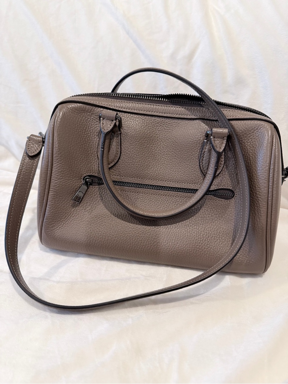 LIKE NEW Coach Outlet Medium Rowan Satchel Bag - Dark Stone - Picture 3 of 8